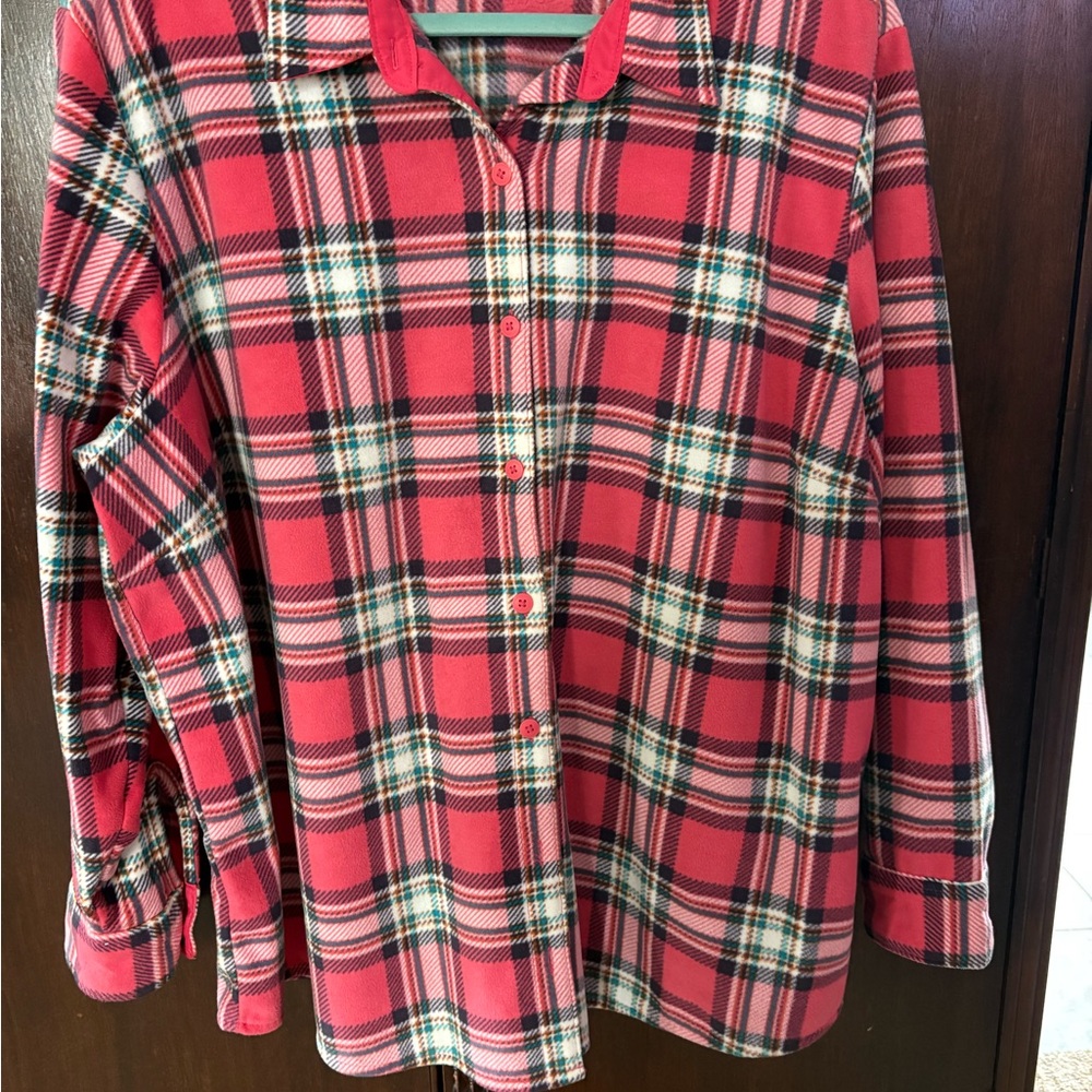 Lee pink Plaid women’s Button Down Shirt 1x